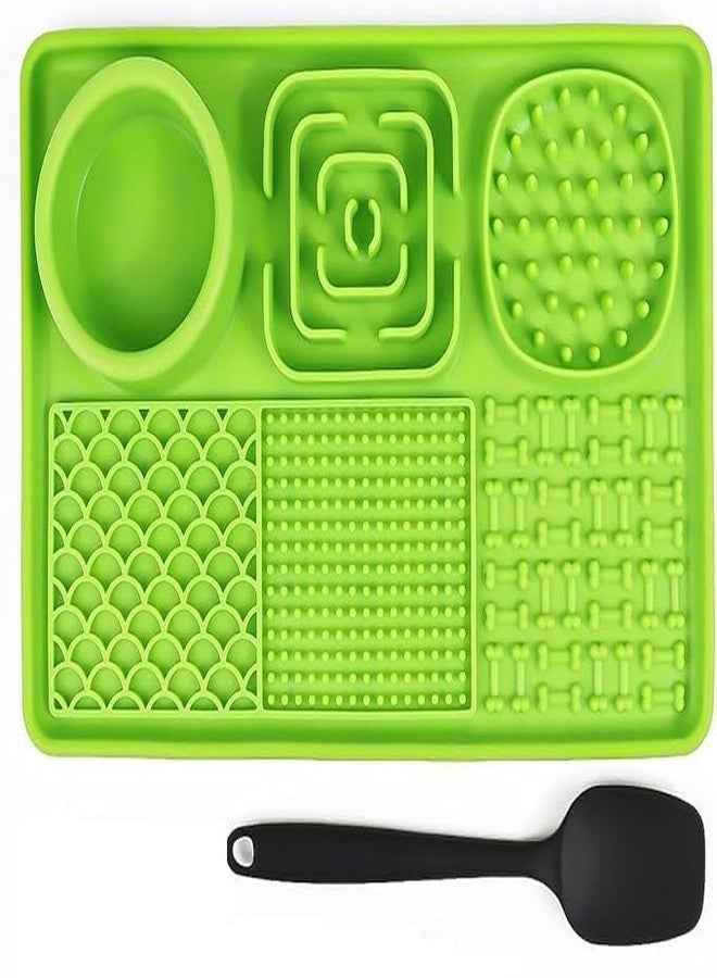 VALUEVIBES Lick Mat for Dogs - Slow Feeder Licking Mat with Suction Cups | Silicone Feeding Mat for Anxiety Relief | Suitable for Peanut Butter, Yogurt, and Wet Food (Dark Green) - Image 1